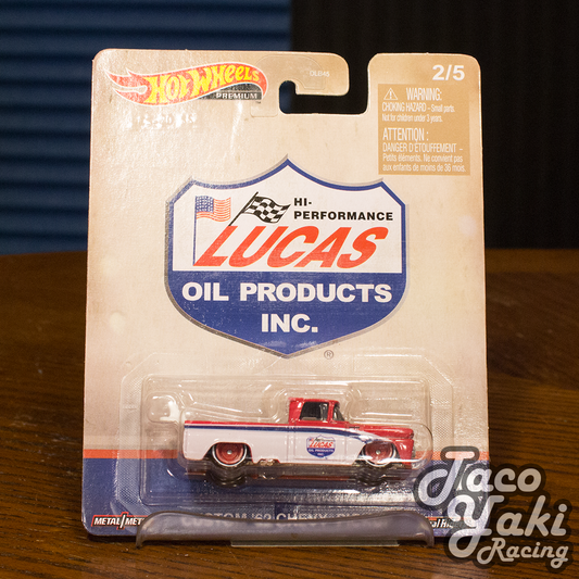 Custom '62 Chevy Pickup (Lucas Oil) - Vintage Oil - Hot Wheels Premium (2023)