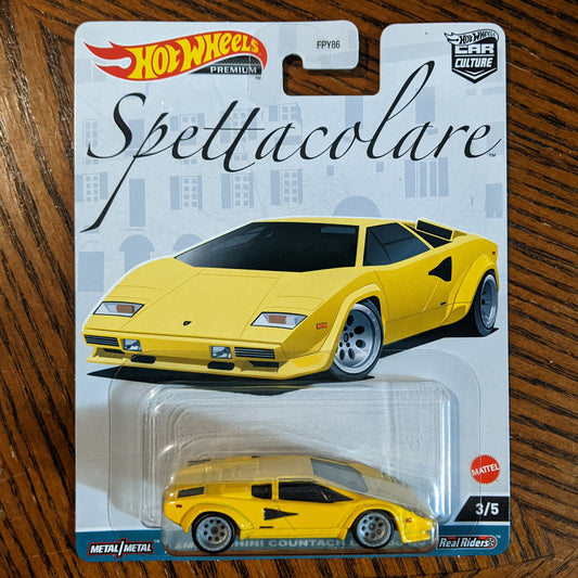 Lamborghini Countach LP 5000 QV (Giallo Sole) - Spettacolare - Hot Wheels Premium (2023)