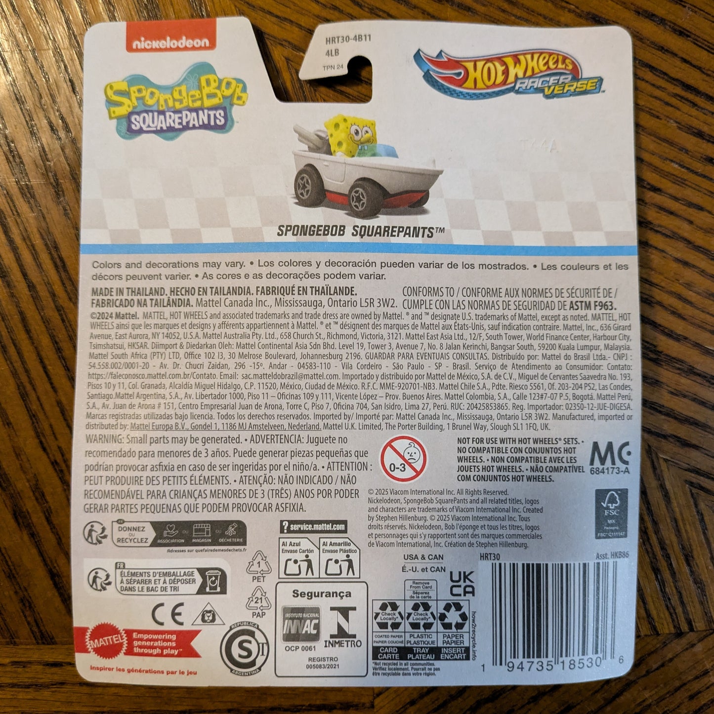 SpongeBob SquarePants (White) - Nickelodeon - Hot Wheels RacerVerse (2025)
