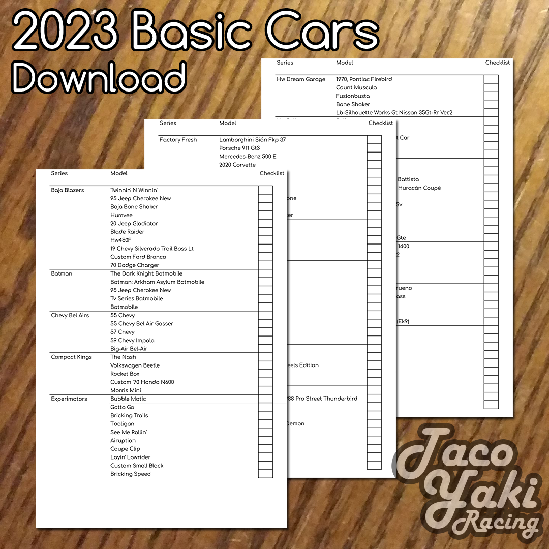 2023 Basic Cars Collector List Download