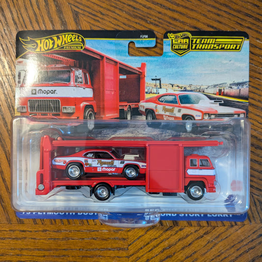 '73 Plymouth Duster + Second Story Lorry (Red) - Car Culture: Team Transport: Mix 3 - Hot Wheels Premium (2025)