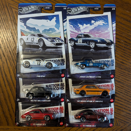National Icons + Chase - Set of 6 - Hot Wheels Silver Series (2025)