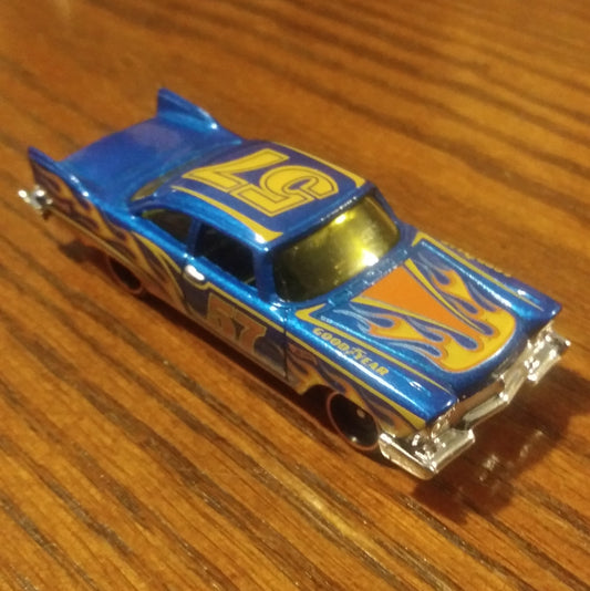 '57 Plymouth Fury (Metalflake Blue) - HW Flames - Hot Wheels Basic Loose (2020)