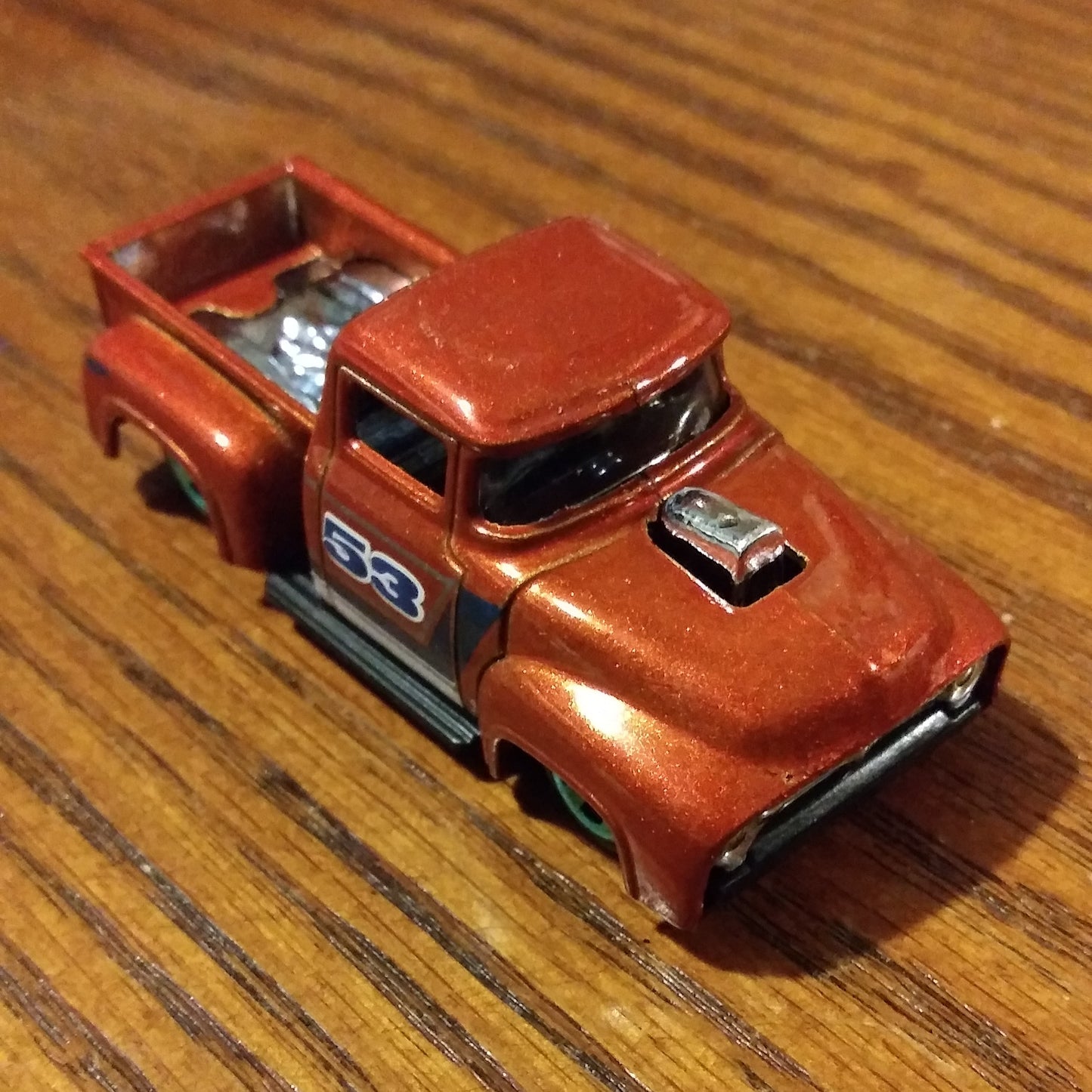 Custom '56 Ford Truck - Orange and Blue 53rd Anniversary - Hot Wheels Loose (2021)