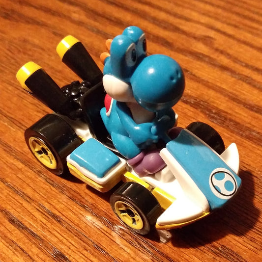 Light Blue Yoshi Standard Kart - Mario Kart Character Cars - Hot Wheels Loose (2019)