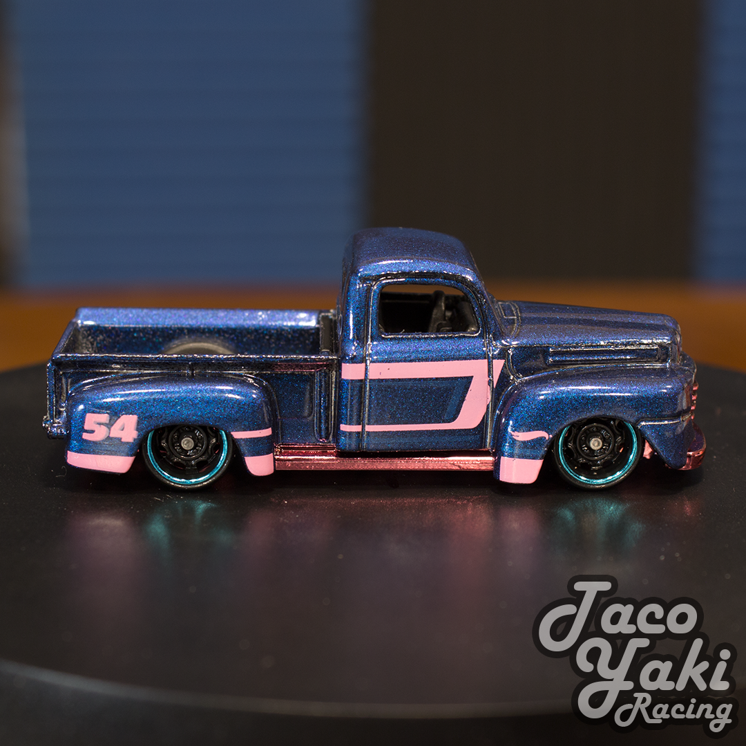 '49 Ford F1 (Satin Blue) - 54th Anniversary: Blue and Pink - Hot Wheels Basic Loose (2022)