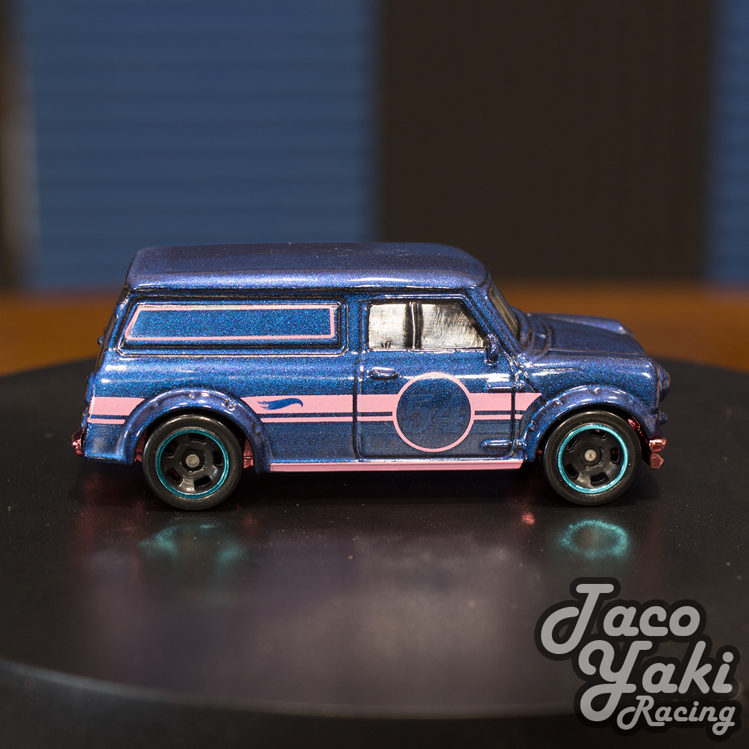 '67 Austin Mini Van (Satin Blue) - 54th Anniversary: Blue and Pink - Hot Wheels Basic Loose (2022)