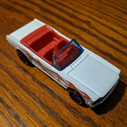 '65 Ford Mustang Covertible (White) - HW Flames - Hot Wheels Basic Loose (2018)