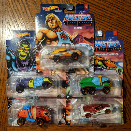 Masters of the Universe Character Cars Complete Set of 5 - Hot Wheels Animation (2021)