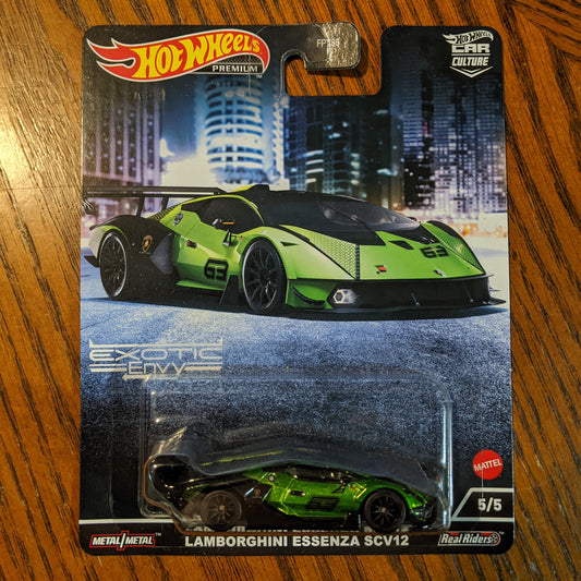 Lamborghini Essenza SCV12 (Verde Selvans and Nero Aldebaran) - Exotic Envy - Hot Wheels Premium (2022)