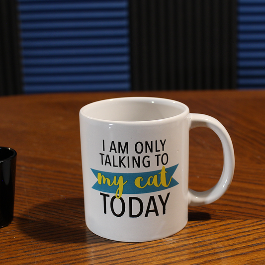 I Am Only Talking To My Cat Today Stoneware Mug (14 oz)