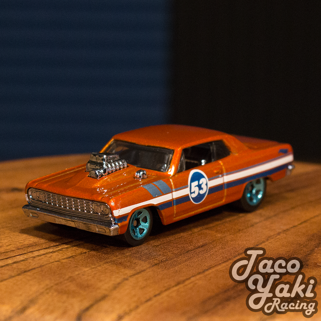 '64 Chevy Chevelle SS (Metalflake Orange) - 53rd Anniversary: Orange and Blue - Hot Wheels Basic Loose (2021)