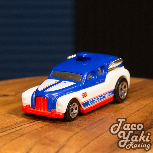 Cockney Cab II (White & Blue) - Throwback - Hot Wheels Basic Loose (2019)