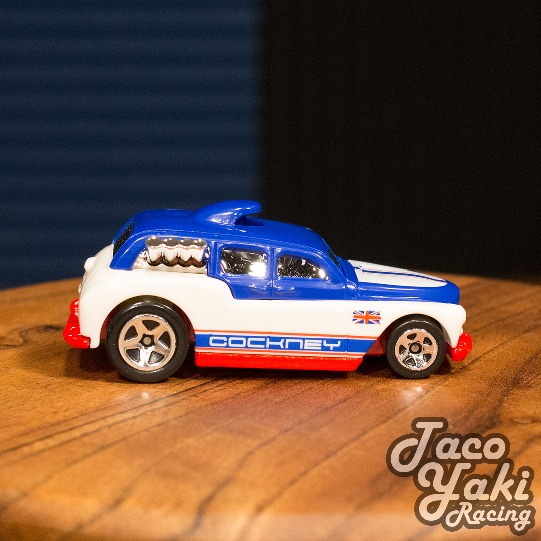 Cockney Cab II (White & Blue) - Throwback - Hot Wheels Basic Loose (2019)