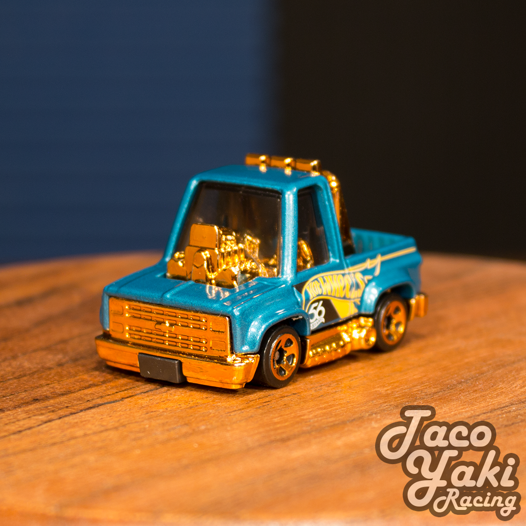 Toon'd '83 Chevy Silverado (Metalflake Teal) - 56th Anniversary: Green and Gold - Hot Wheels Basic Loose (2024)