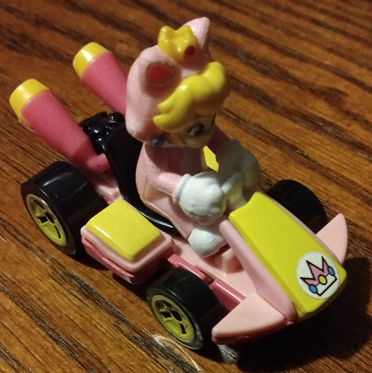 Cat Peach Standard Kart - Mario Kart Character Cars - Hot Wheels Loose (2021)