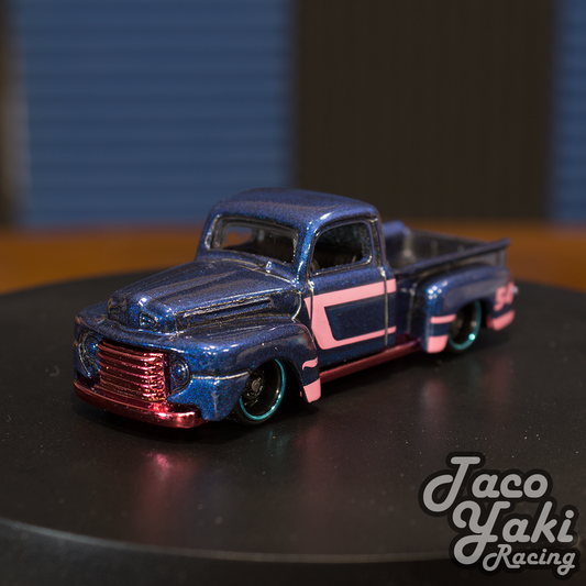'49 Ford F1 (Satin Blue) - 54th Anniversary: Blue and Pink - Hot Wheels Basic Loose (2022)