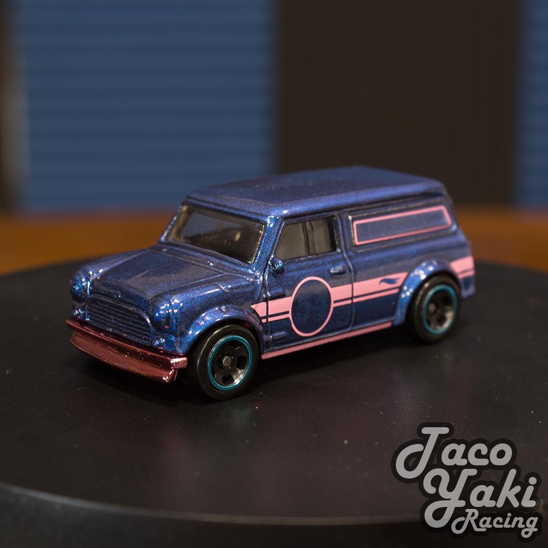 '67 Austin Mini Van (Satin Blue) - 54th Anniversary: Blue and Pink - Hot Wheels Basic Loose (2022)