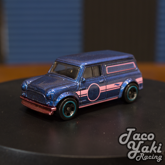 '67 Austin Mini Van (Satin Blue) - 54th Anniversary: Blue and Pink - Hot Wheels Basic Loose (2022)