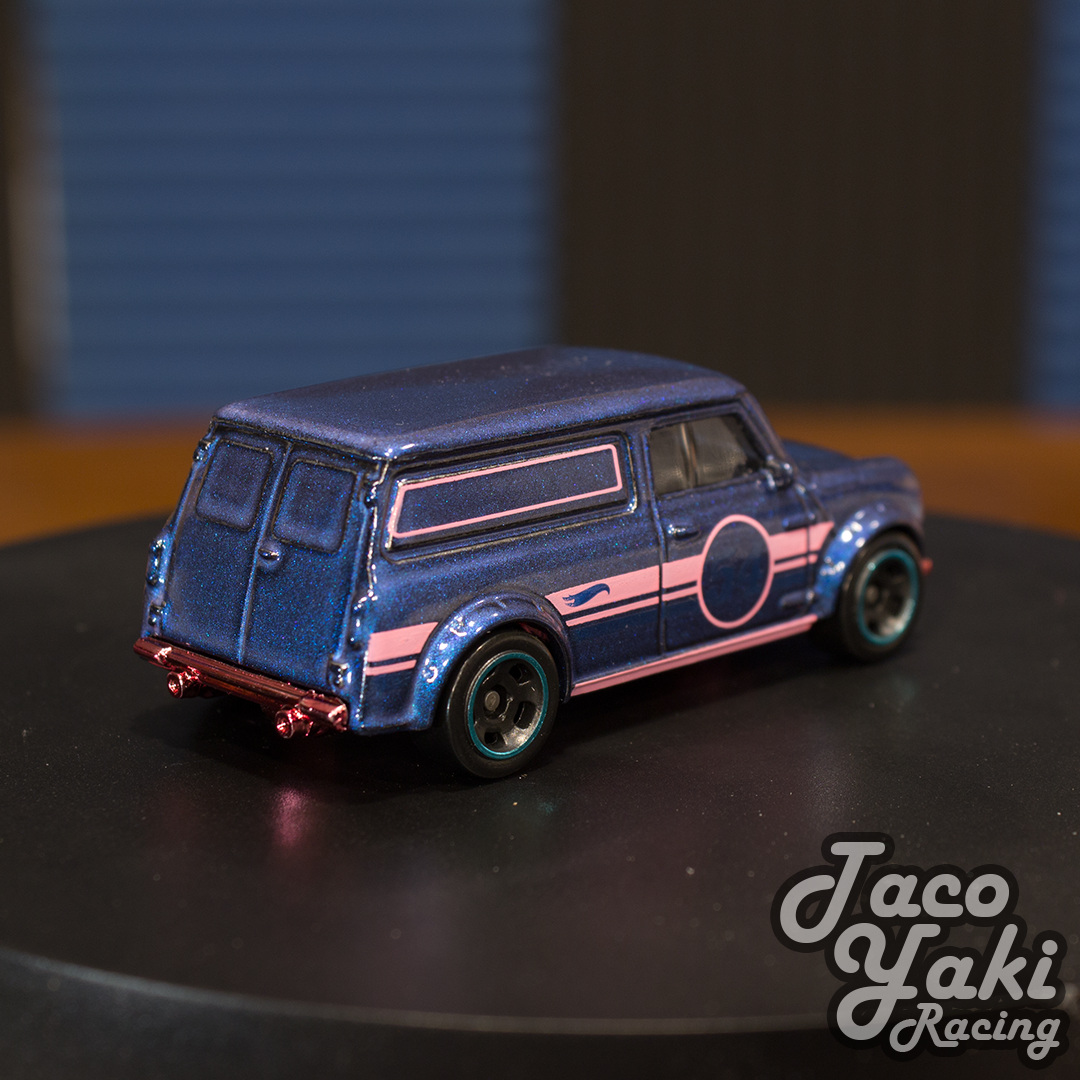 '67 Austin Mini Van (Satin Blue) - 54th Anniversary: Blue and Pink - Hot Wheels Basic Loose (2022)