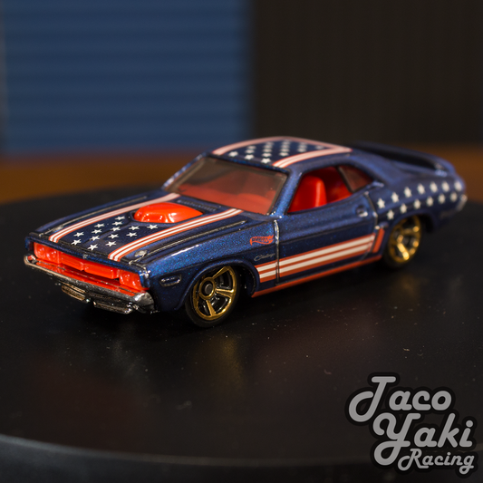 '71 Dodge Challenger (Metalflake Navy Blue) - Stars & Stripes - Hot Wheels Basic Loose (2022)