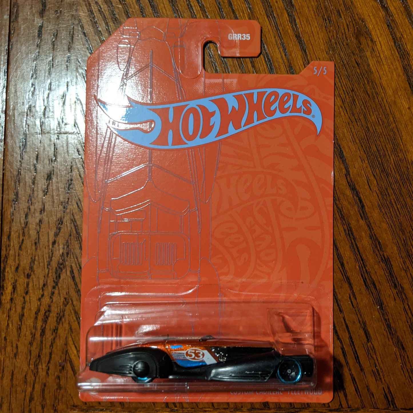 Custom Cadillac Fleetwood - Orange and Blue 53rd Anniversary - Hot Wheels (2021)