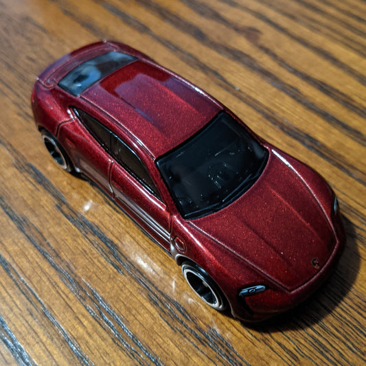 Porsche Taycan Turbo S (Metalflake Dark Red) - HW Green Speed - Hot Wheels Basic Loose (2021)